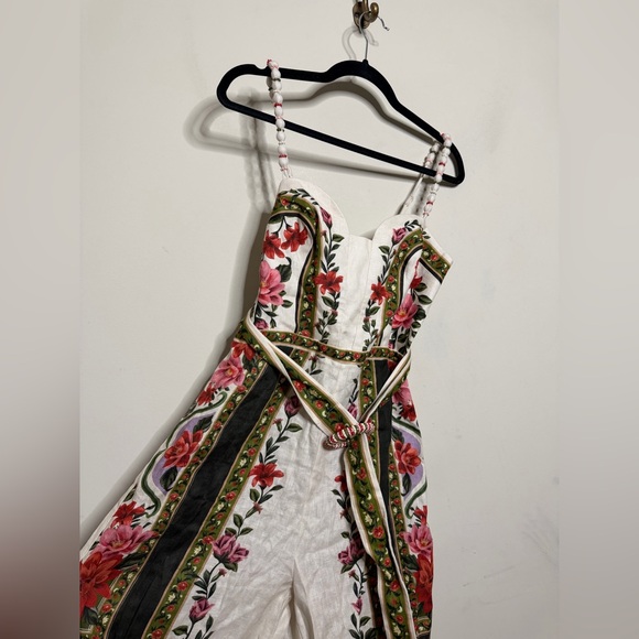 FARM Rio Sand Wonder Rio Sleeveless Euroflax Premium Linen Wide Leg Jumpsuit - Picture 7 of 9